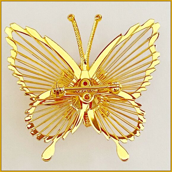 Signed Monet Butterfly with Rhinestones Brooch,‎ Vintage Costume Jewelry - Picture 2 of 4